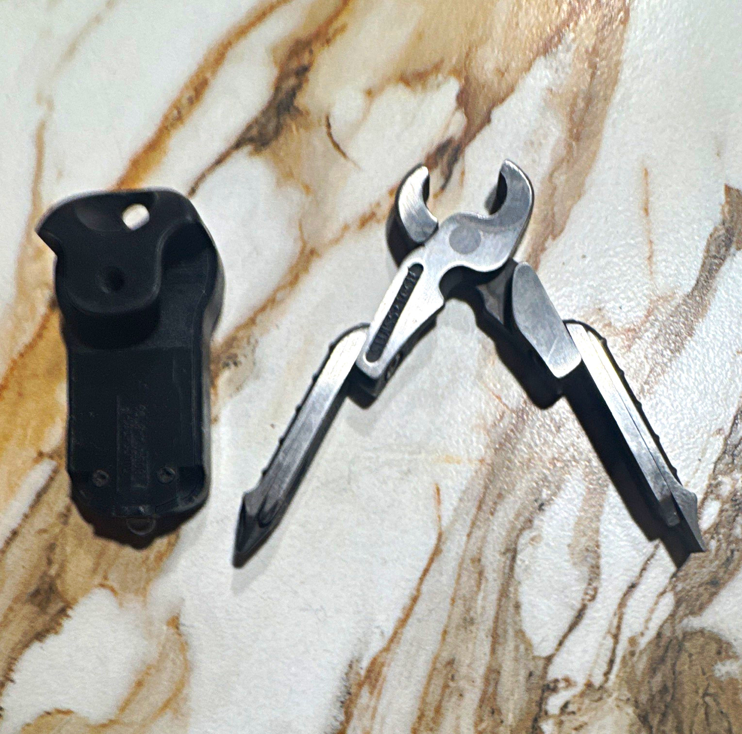Folding Multi-Tool Knife Bottle Opener Wrench, Stainless Steel Black/Silver
