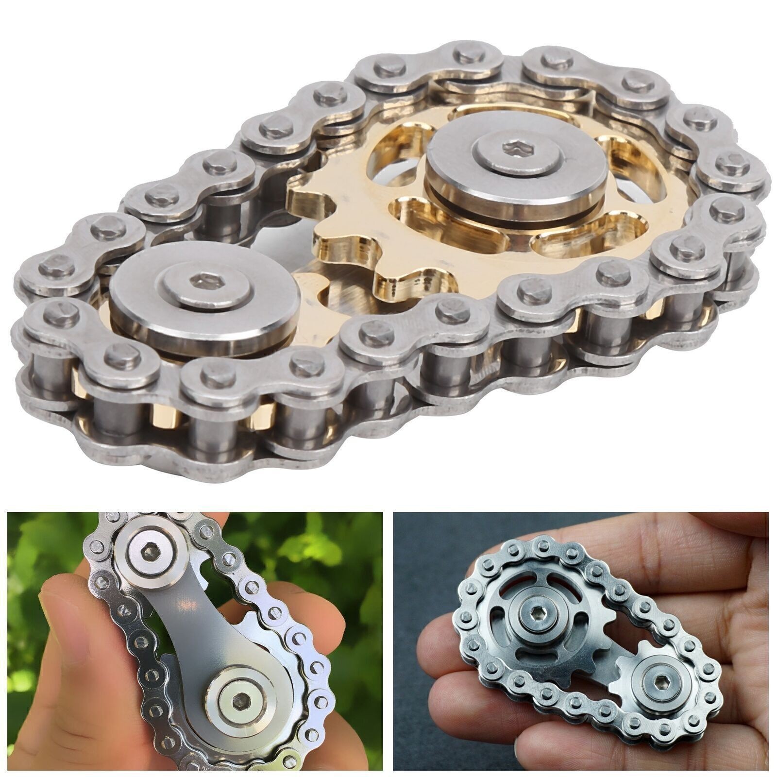 Stainless Steel Sprockets Gyroscope Finger Toy Gear Chain Decompression Toys