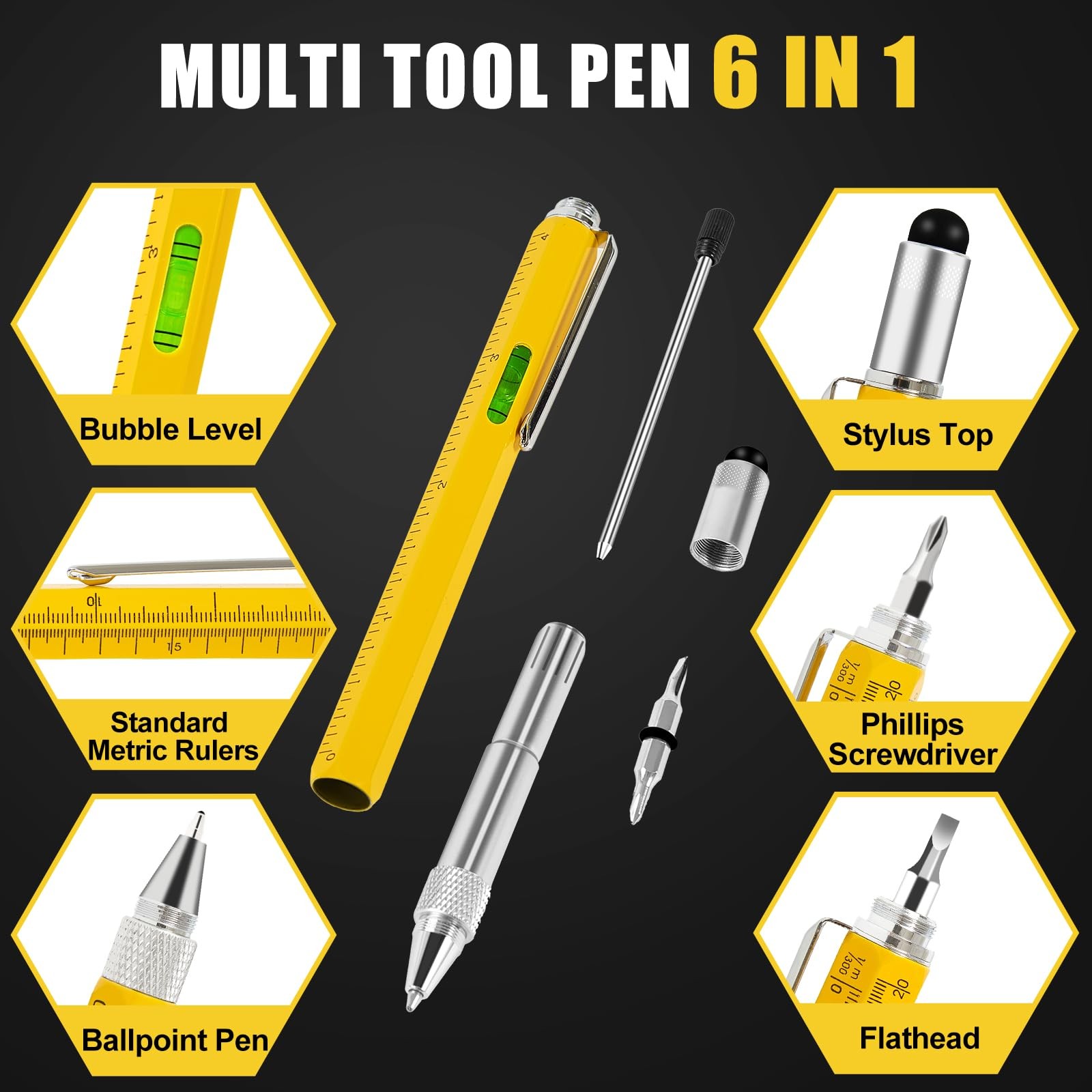 7-In-1 Multitool Pen Tech Tool for Men Construction Gadget Stocking Stuffers