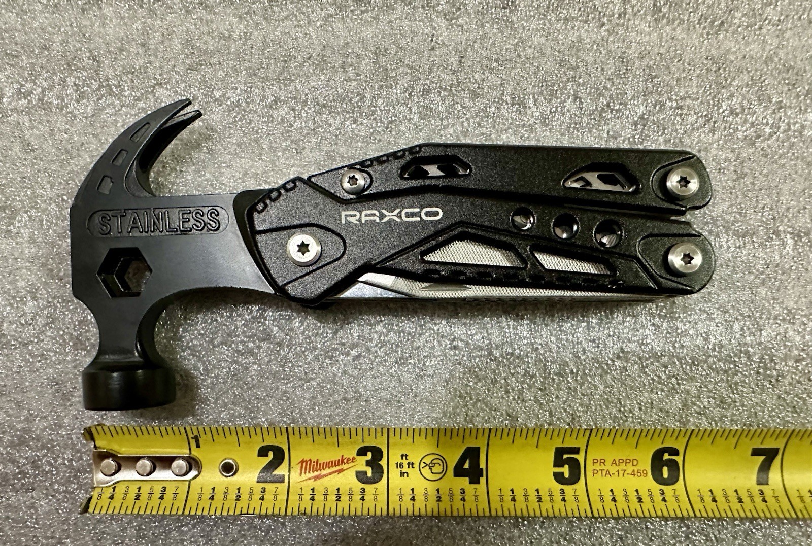 RAXCO 14-in-1 Multitool Hammer Pliers Knife Saw Screwdriver with Nylon Sheath