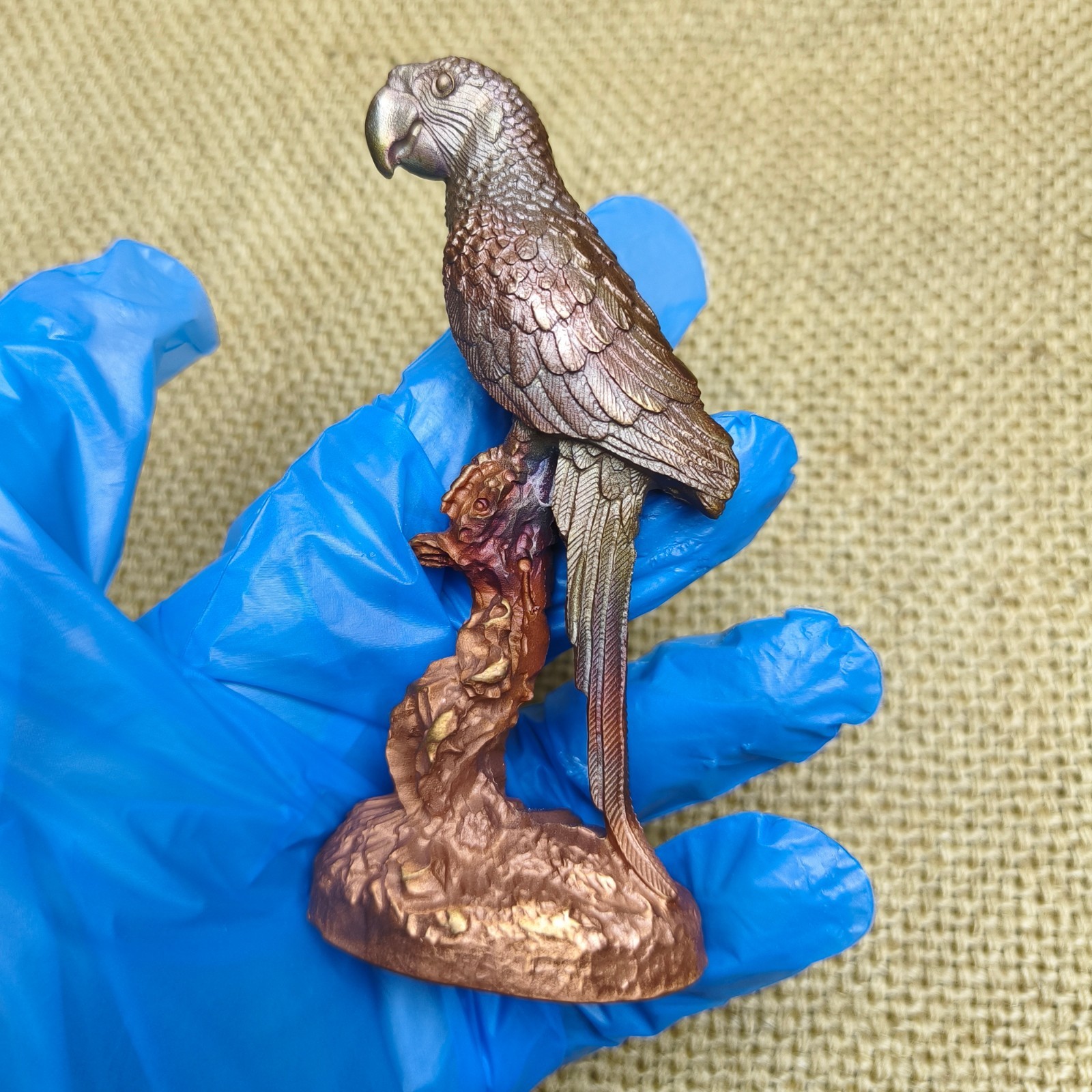 Purple copper bird Parrot handcraft ornament Solid Artistic statue sculpture