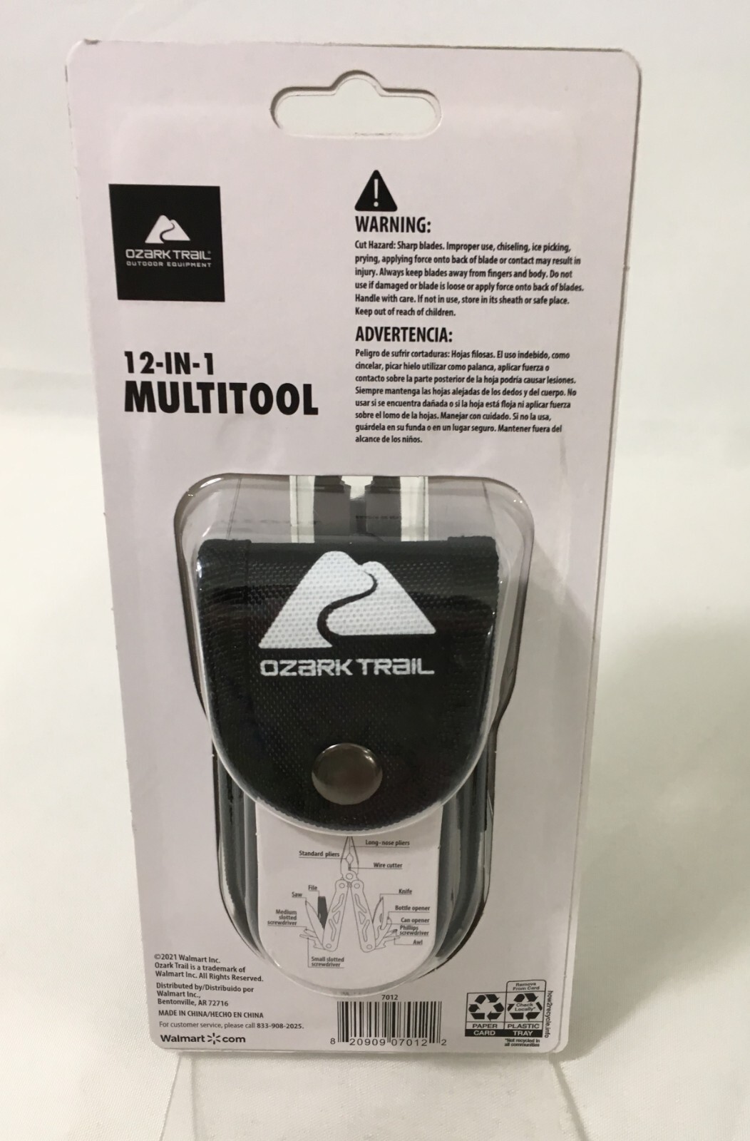 OZARK TRAIL 12-IN-1 MULTI-TOOL + SHEATH / FILE / SAW / SCREWDRIVER / MORE / NEW