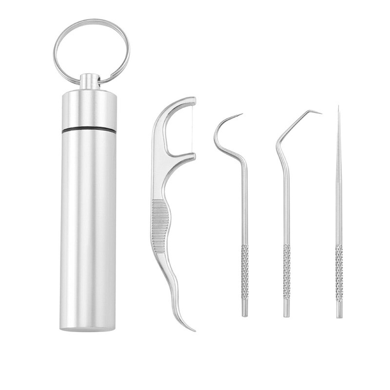 Portable Titanium Toothpick Bag Set Reusable Metal Toothpicks with Holders USA