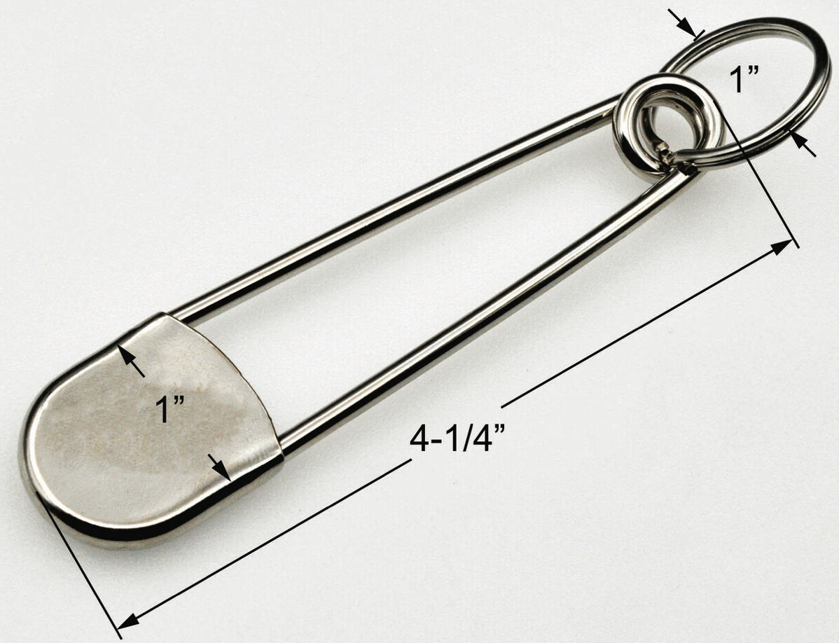 5 Pack Super Heavy Duty Jumbo 5″ Stainless Steel Safety Pins With Key Ring