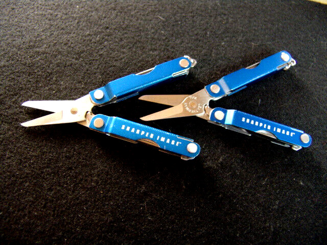 LEATHERMAN MICRA MULTI TOOLS-BLUE-SHARPER IMAGE-PRE OWNED-EXCELLENT-LOT OF 2