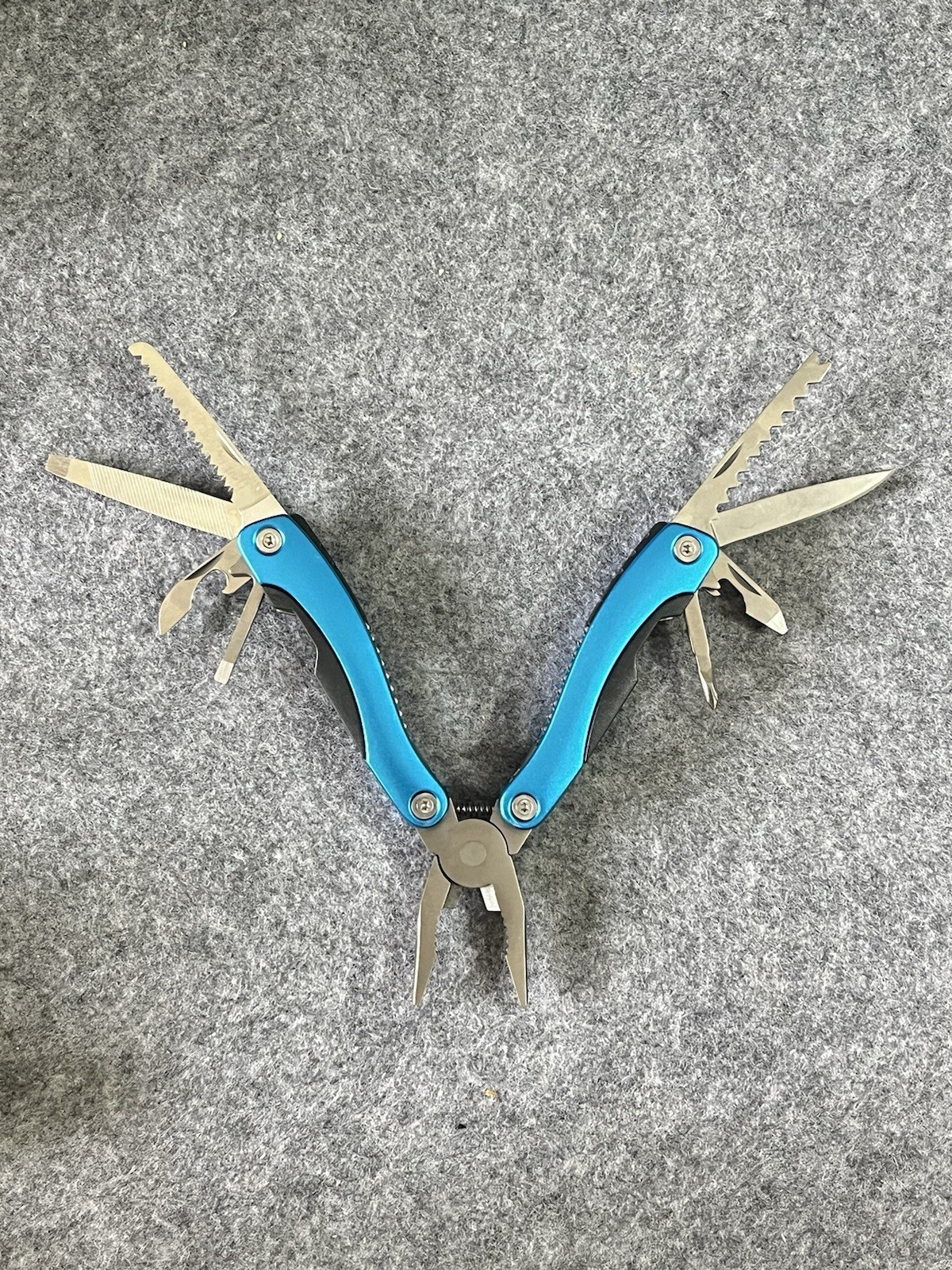 Camping/Hiking Survival Multi Pocket Tool Blue Alloy & Stainless Steel Design