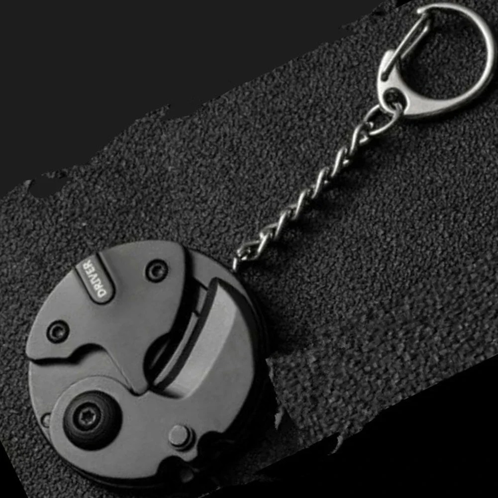 Multifunction Keychain Screwdriver Hex Coin Folding EDC Tool Mini Knife