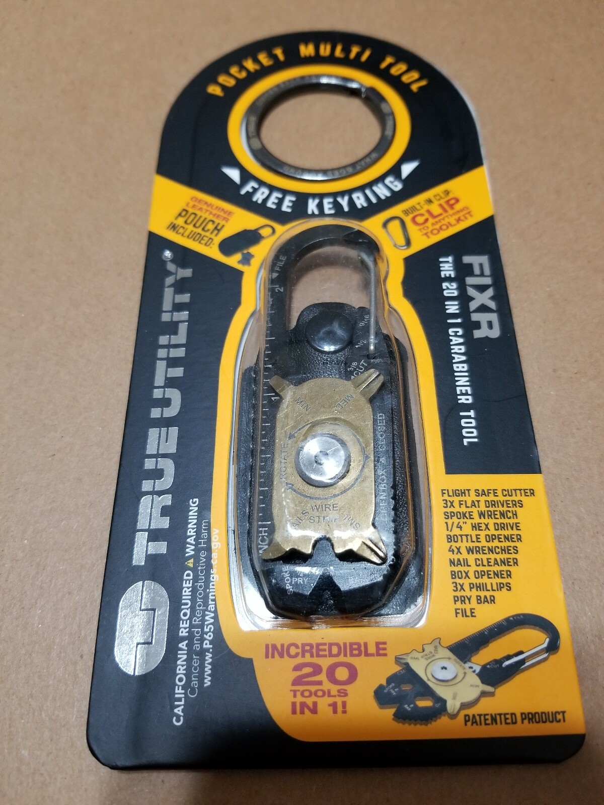 True Utility FIXR. 20 Tools in 1. Multi-Tool. Genuine Leather pouch included.
