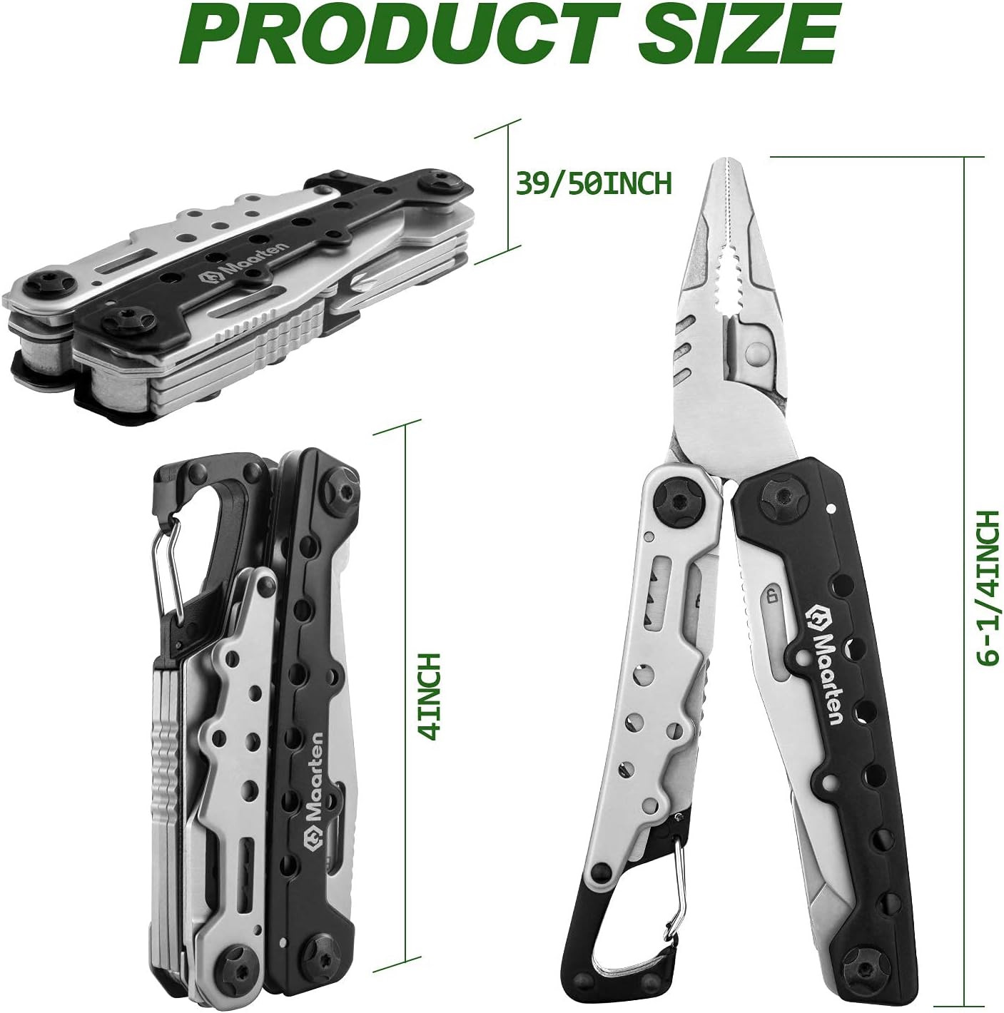 Lightweight Multitool Pliers, 11 in 1 Suspension Multi-Plier with Carabiner, Sta