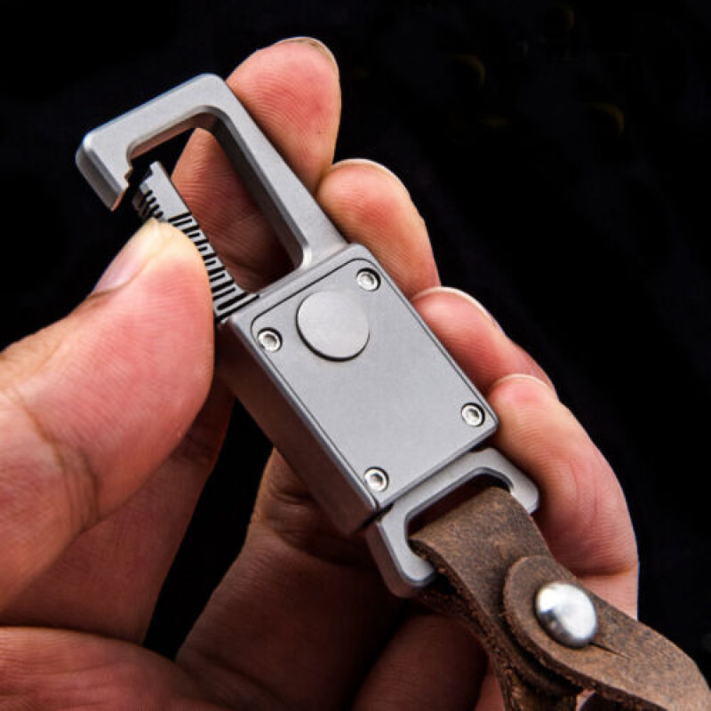 TC4 Titanium Alloy Genuine Leather Keychain Carabiner EDC Outdoor Multi-Tool