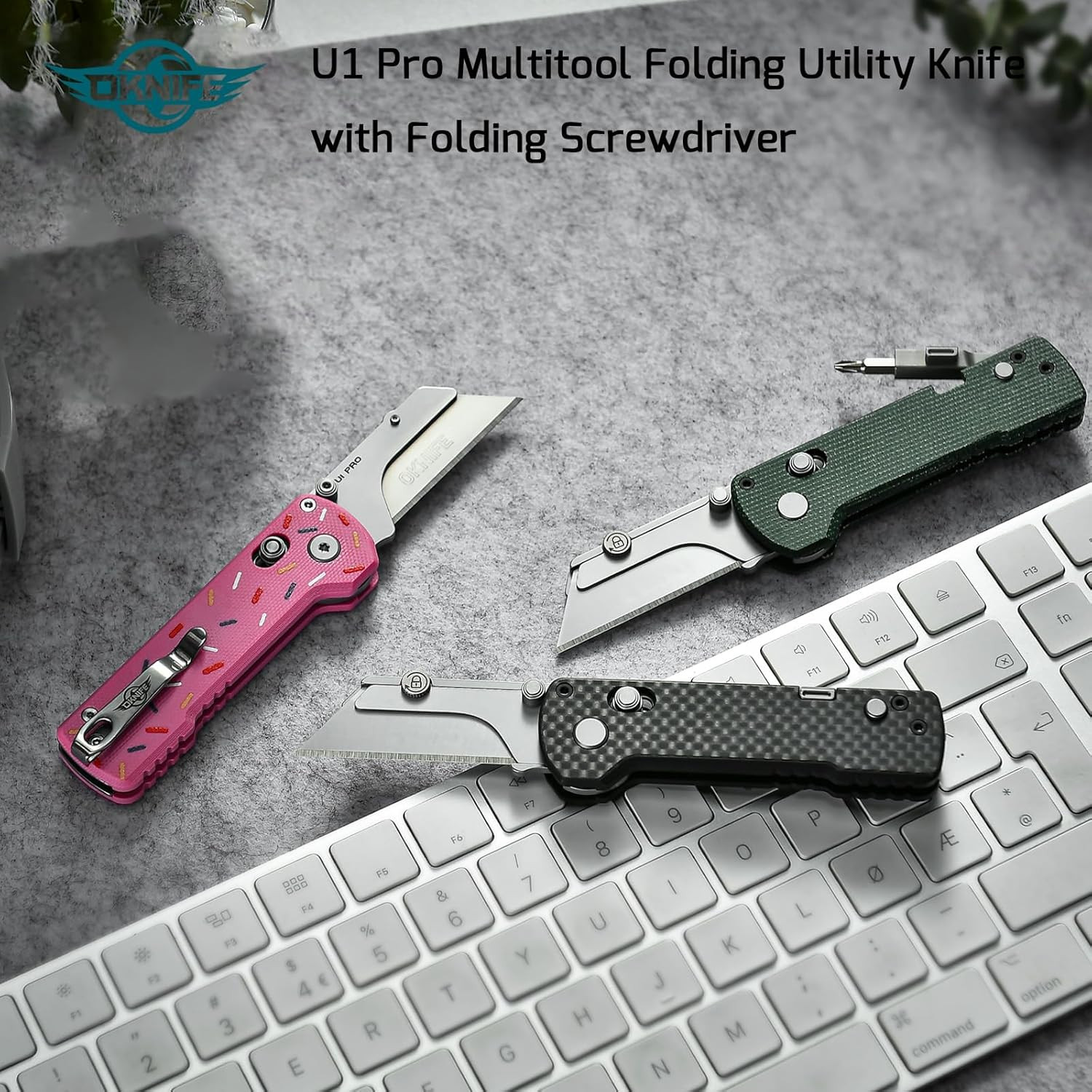 OKNIFE U1 Pro Multitool Folding Utility Knife with Folding Screwdriver, Quick Ch