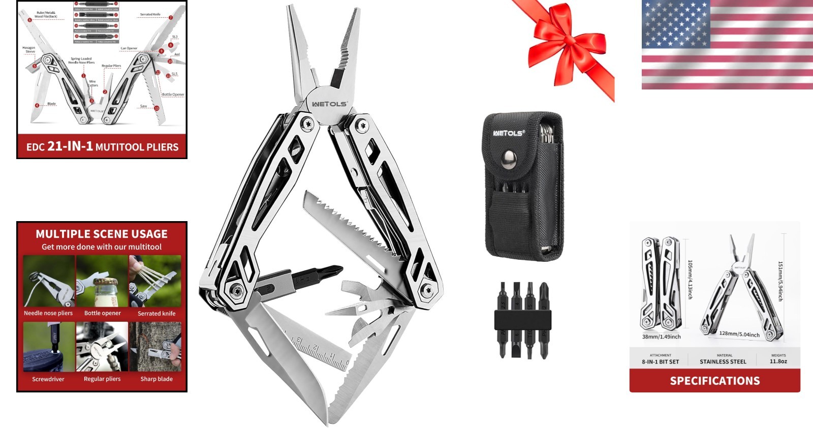Durable 21-in-1 Stainless Steel Multitool – A Must-Have for DIY and Outdoors