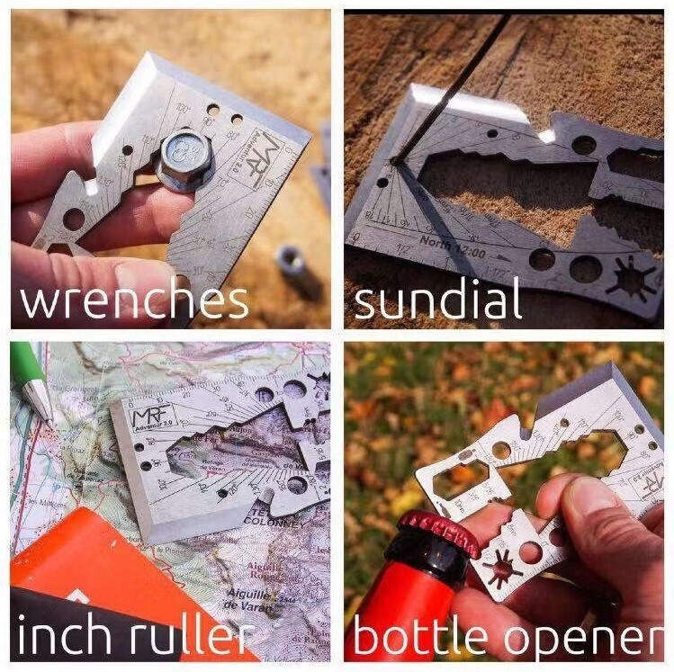 One Tool Pro Stainless Credit Card Tool 30+ Tools Pocket Survival Axe, Arrowhead