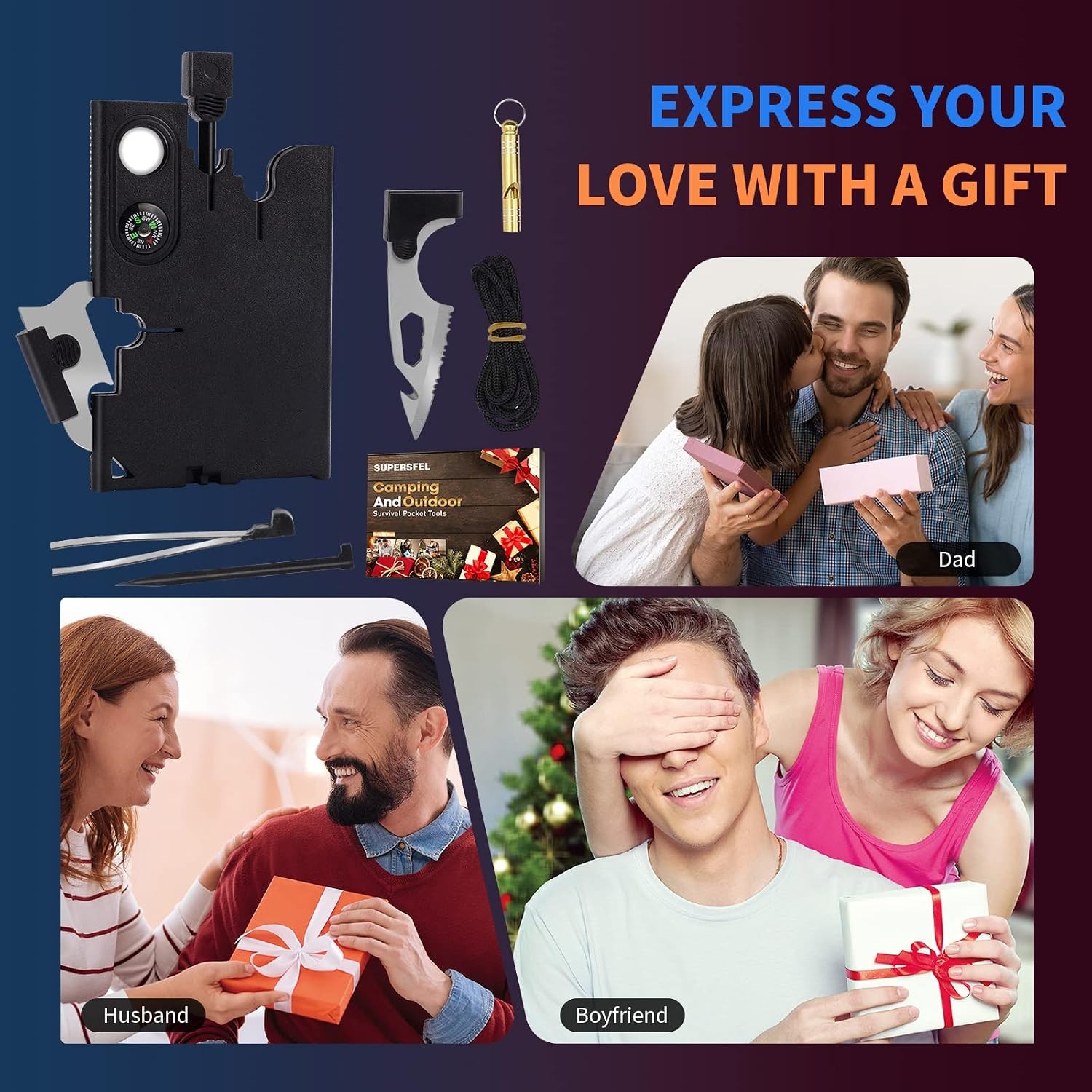 Credit Card Tool Multitool Christmas Stocking Stuffers 18 in 1 Cool Gadgets
