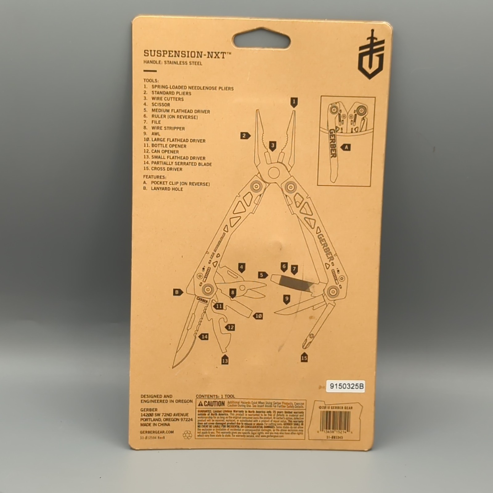 Gerber Suspension-NXT Stainless Steel Multi Tool 15 Tools 31-003345 NEW