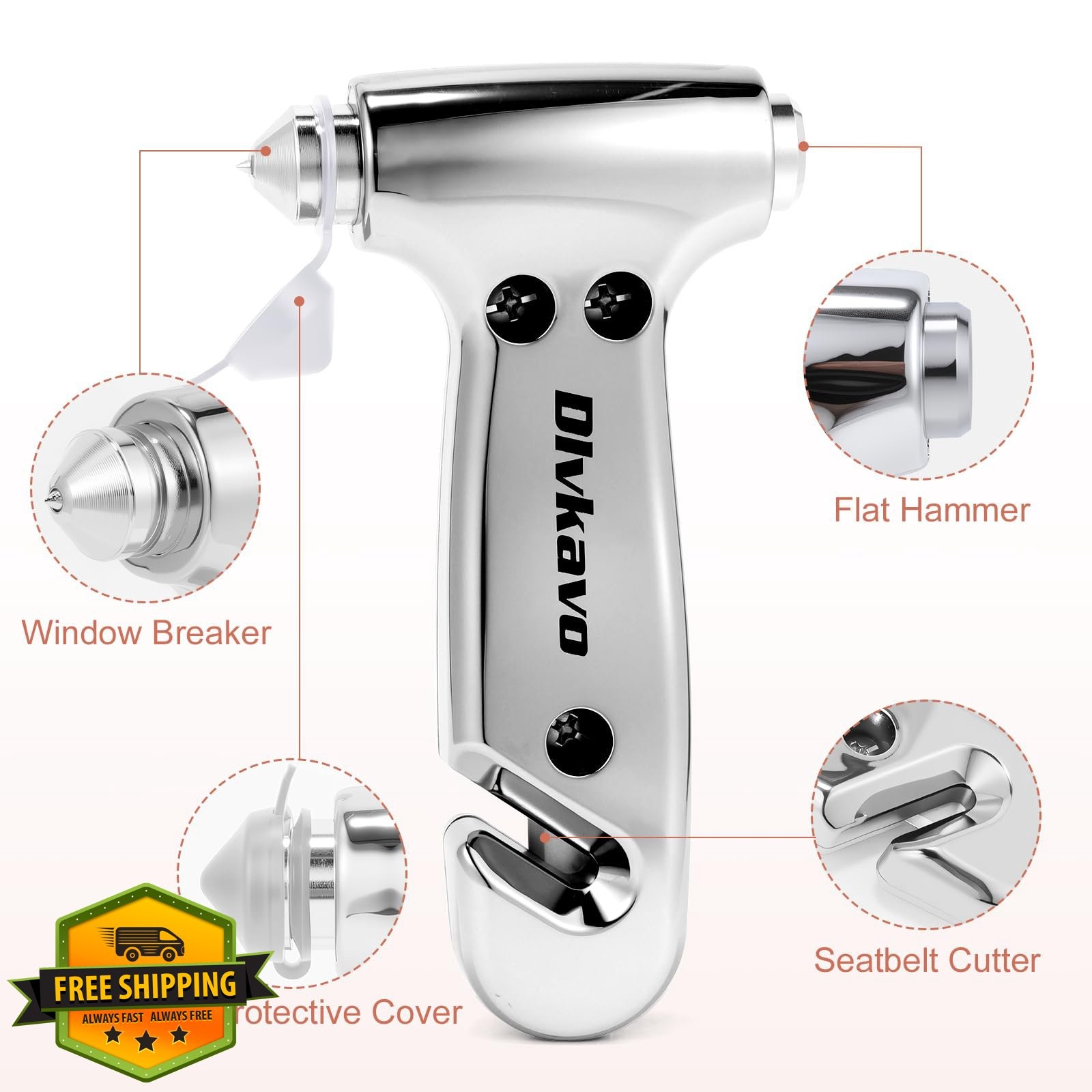 Dlvkavo Silver 3-in-1 Emergency Escape Tool
