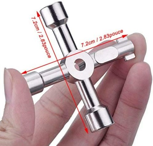 Durable 4-Way Utility Key – Compact Zinc Alloy Tool for Water & Gas Systems