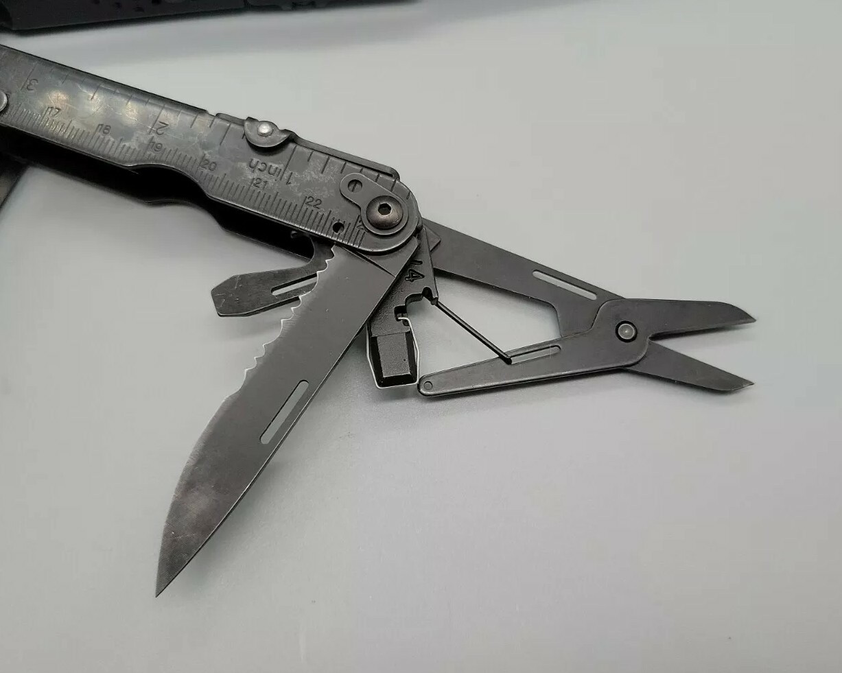 SOG PowerLock Multitool Black Oxide Combo Knife Scissors Saw File