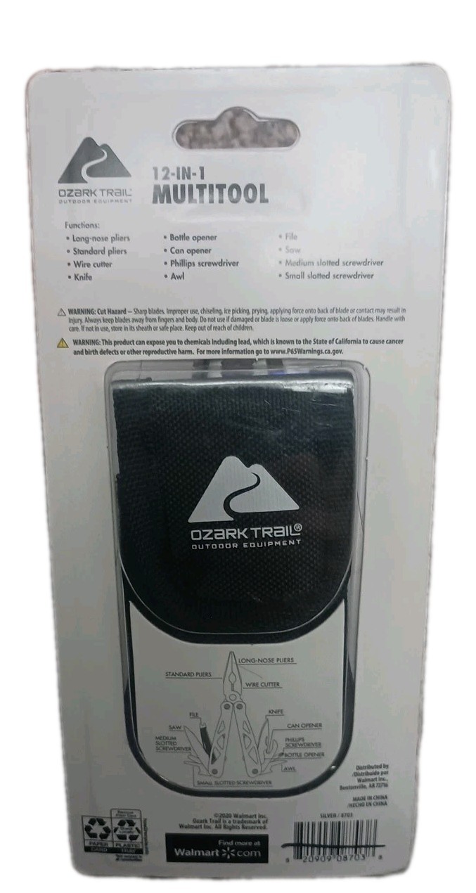 Ozark Trail MULTI-TOOL 12 In 1 Silver W/Sheath (MPN-8703) New Factory Sealed