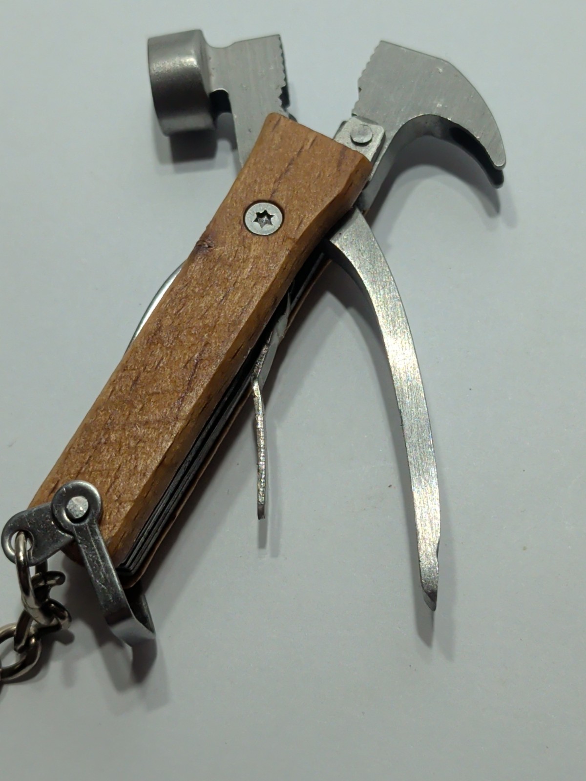 Multi Tool Key Chain – Mini Hammer, Knife, Bottle Opener, Flathead, Pliers, Claw