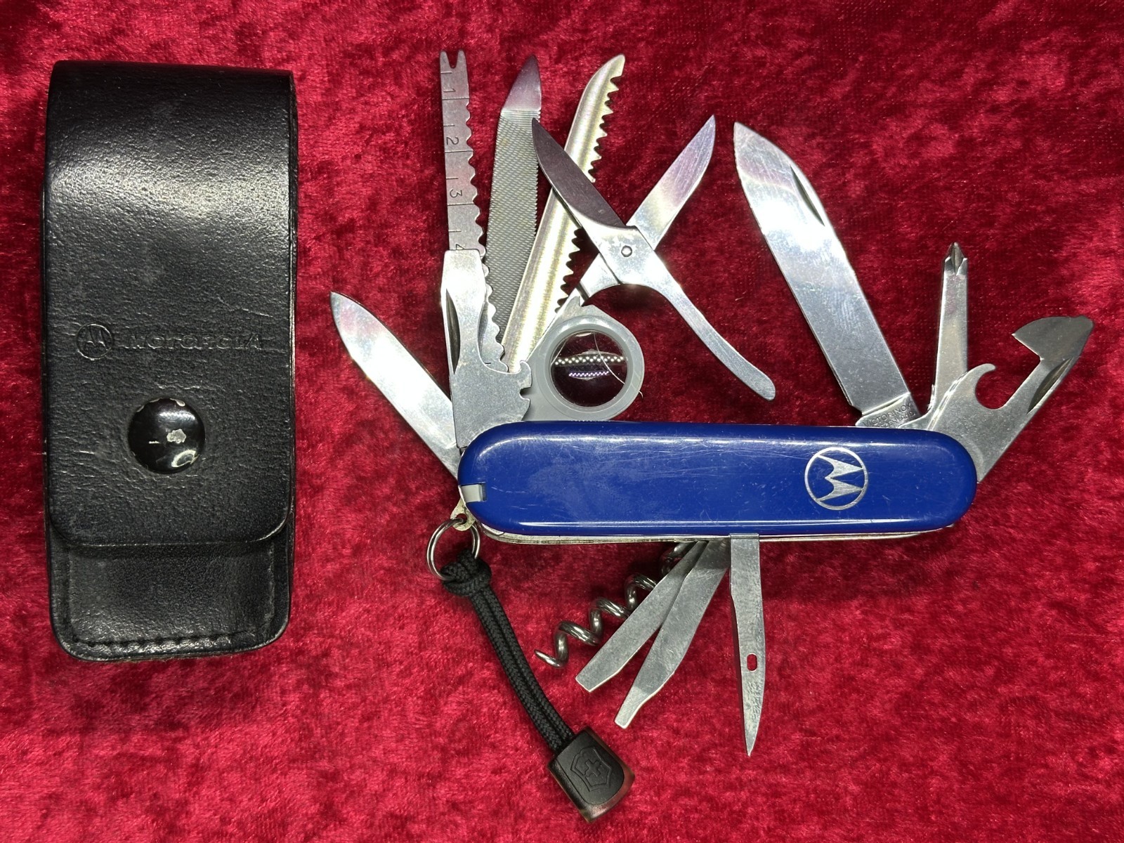 Victorinox Champion-C Motorola Blue Swiss Army Knife w/Pouch Rare Vintage (669)