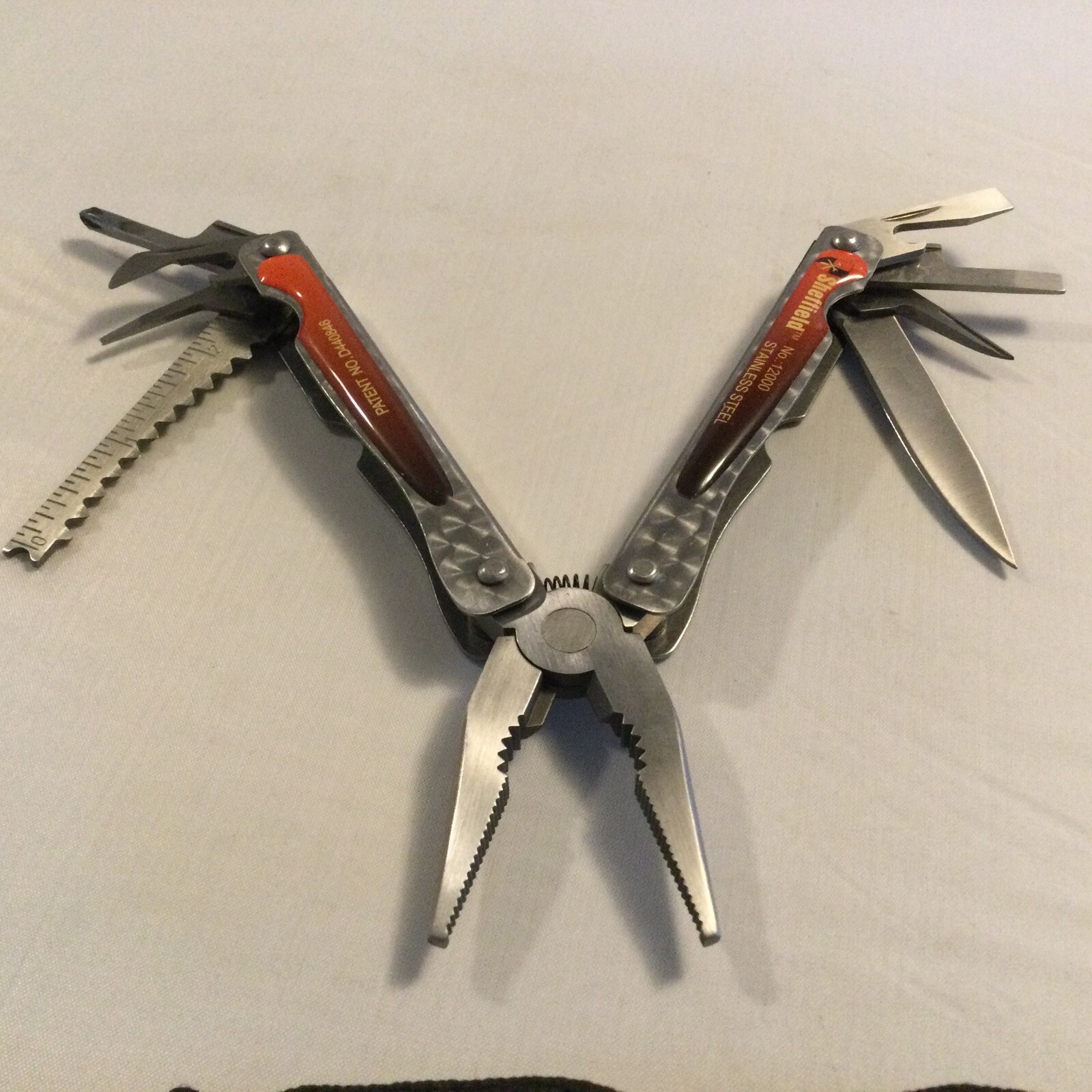 Sheffield #12000 Stainless Steel Multi Tool Pliers Knife Scaler With Belt Case