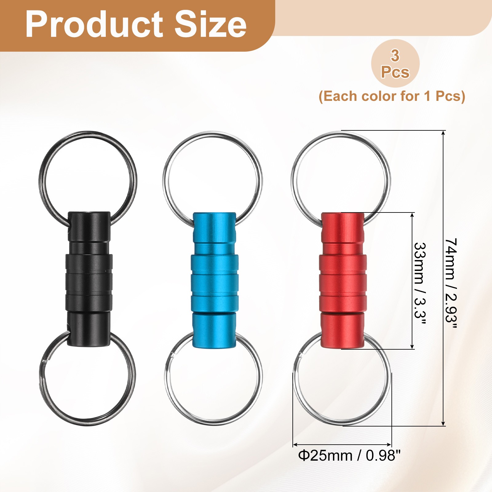 Quick Release Keychain, 3Pcs Detachable Pull Apart Key Ring Clip, Wine Red Blue