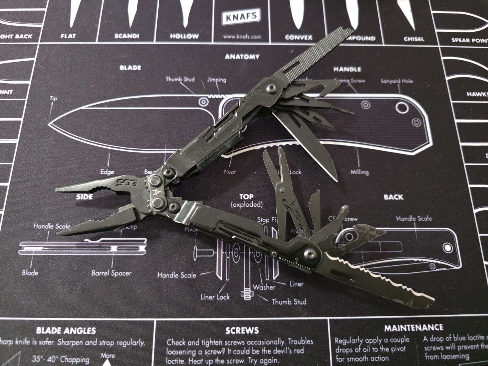 SOG PP1002-CP PowerPint Multi-Tool (Black) with 18 Tools