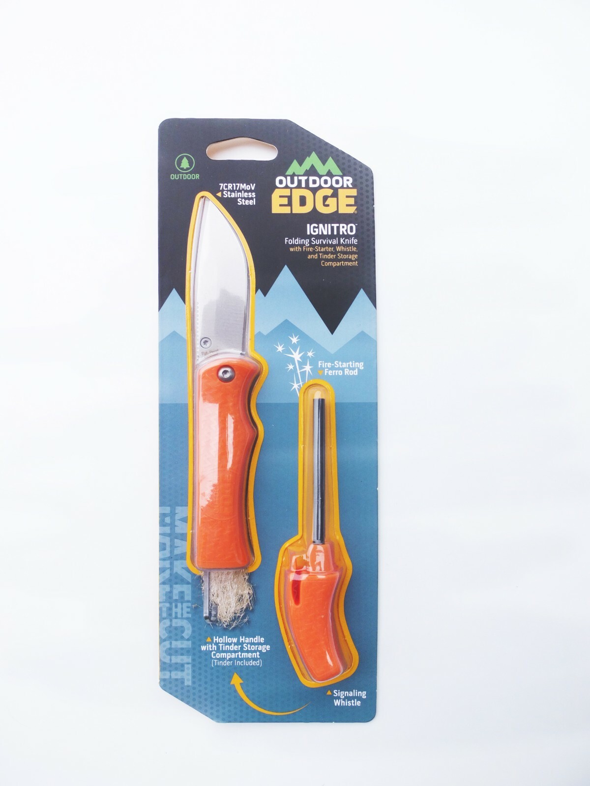 Outdoor Edge IGNITRO Folding Knife Multi Tools With Whistle Fire Starting