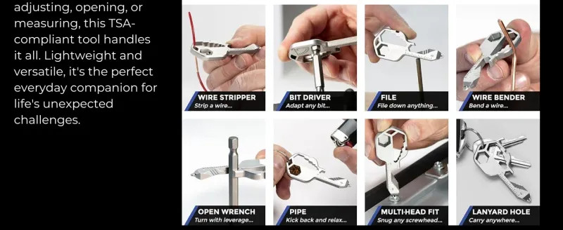 Multi-tool | Original Key Shaped Pocket Tool | Stainless Steel Keychain Utility