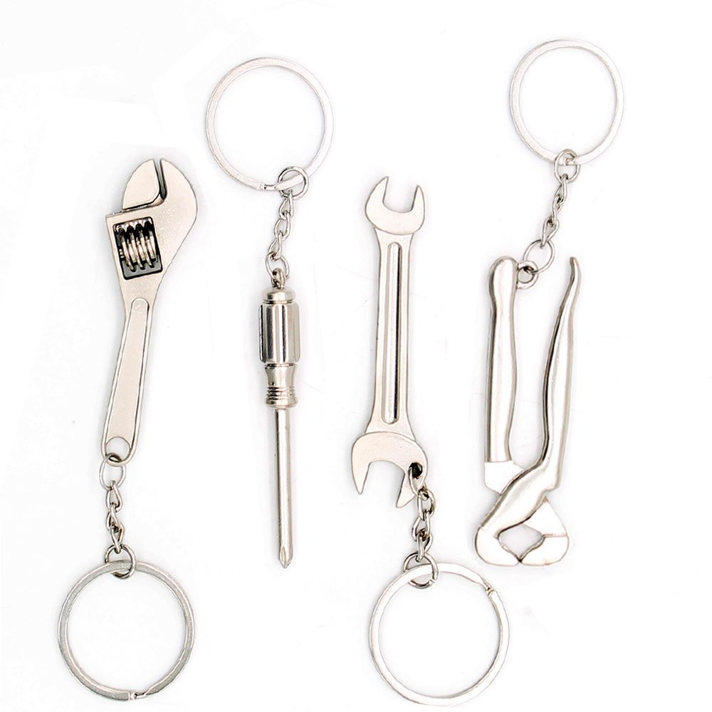 4pcs Mini Wrench Tool Keychain Metal Spanner Keyring Pendant Key Holder Organ…