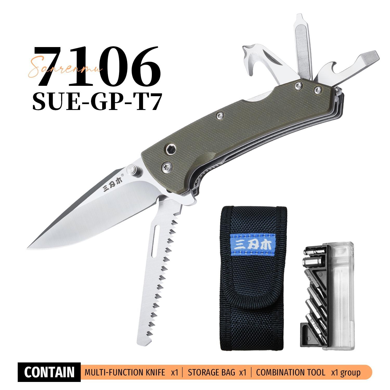 Sanrenmu 7106 Multi-function Folding Knife Camping Hiking Repairs Edc Tool