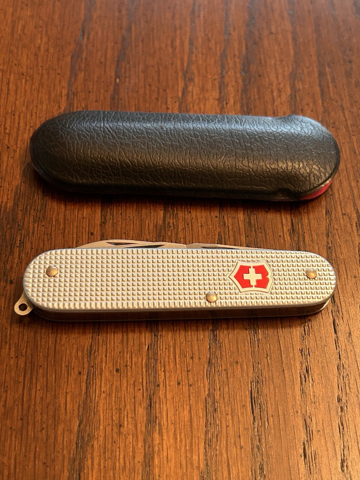 Vintage Victorinox Pioneer Alox Swiss Army Knife + Leather Case