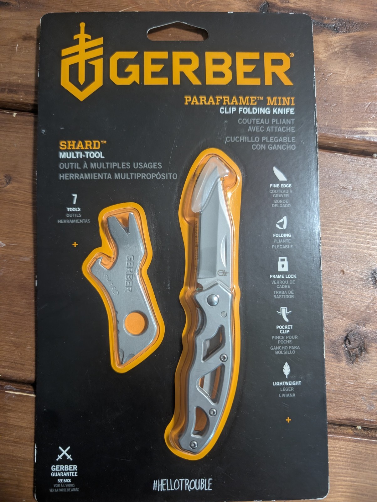 Gerber Paraframe Mini Fine Edge Folder & Shard Silver Combo 31-003531