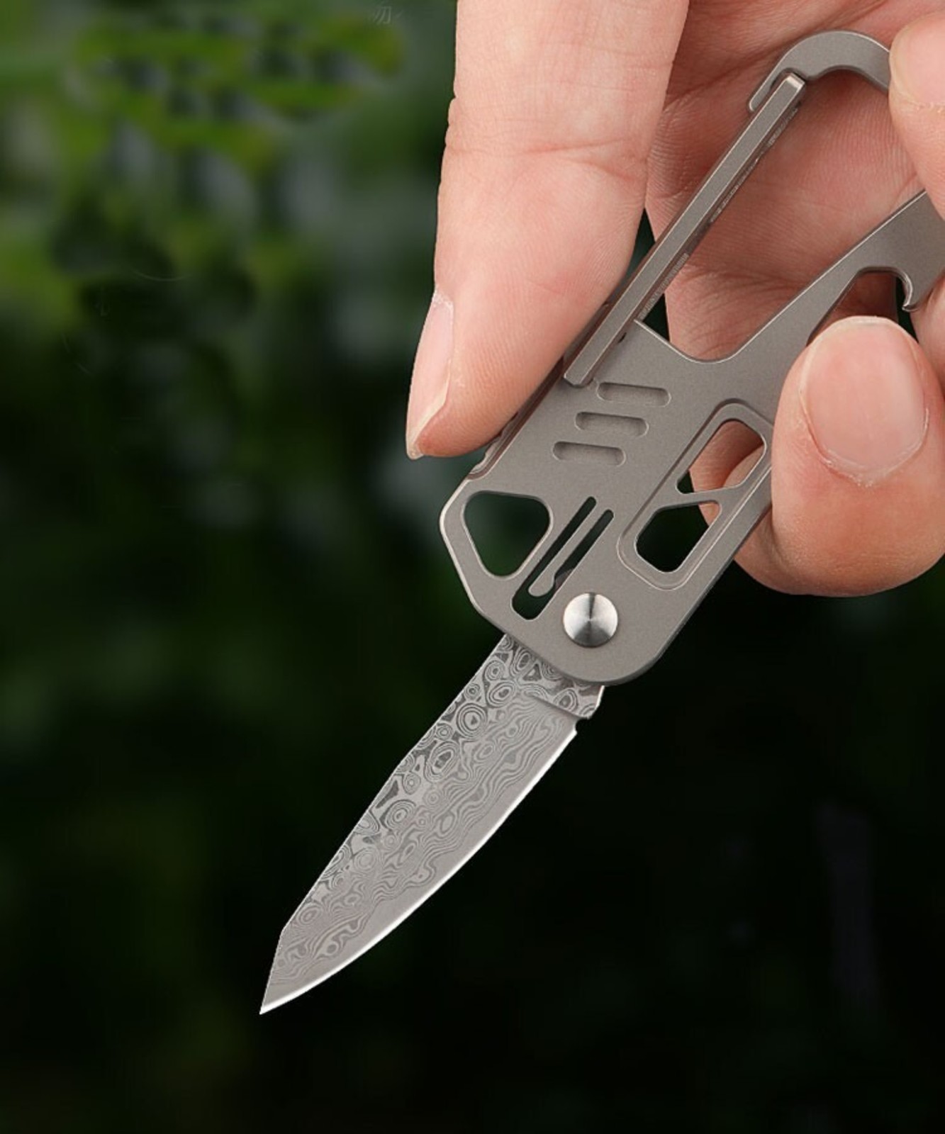 EDC Lsand Alloy Damascus Blade keychain Outdoor Portable Folding Multi-Tools