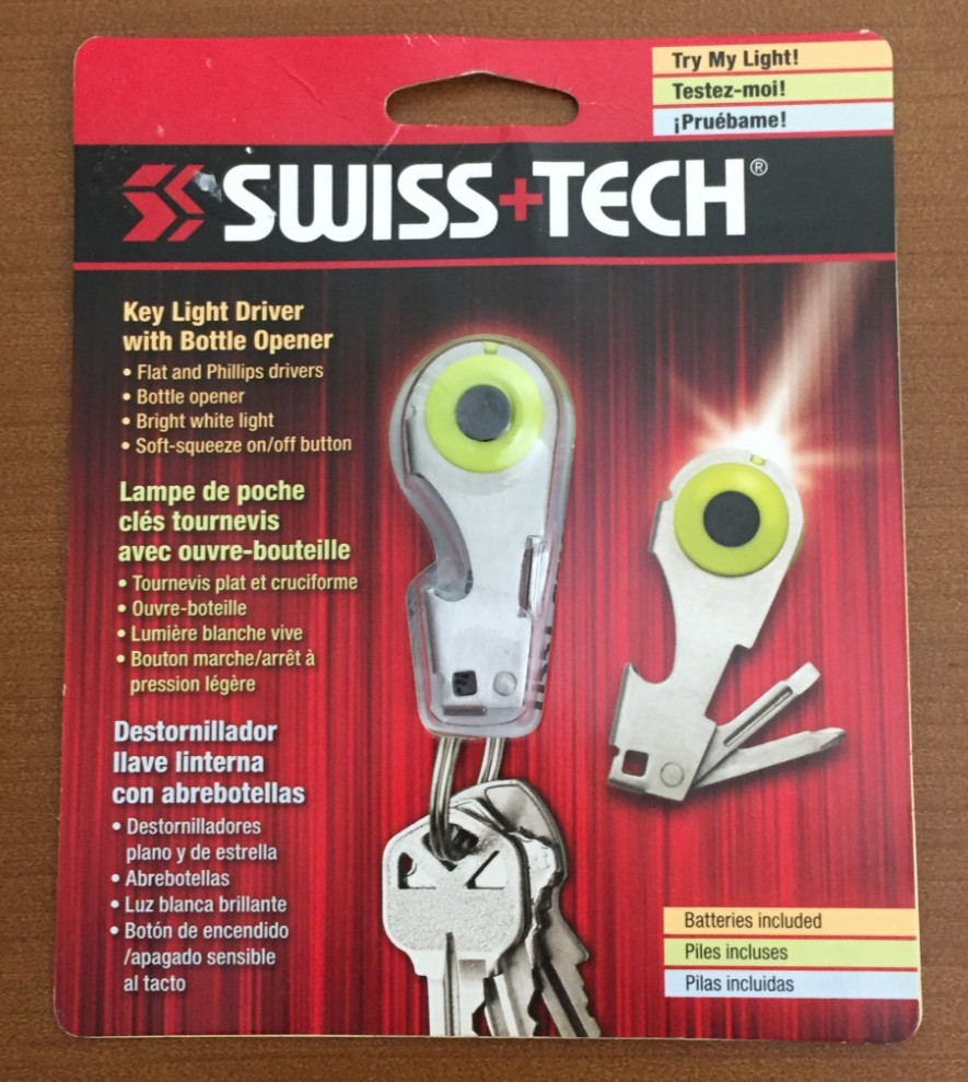SWISS + TECH Key Ring Light With Bottle Opener & Screw Drivers. Model: ST60392W