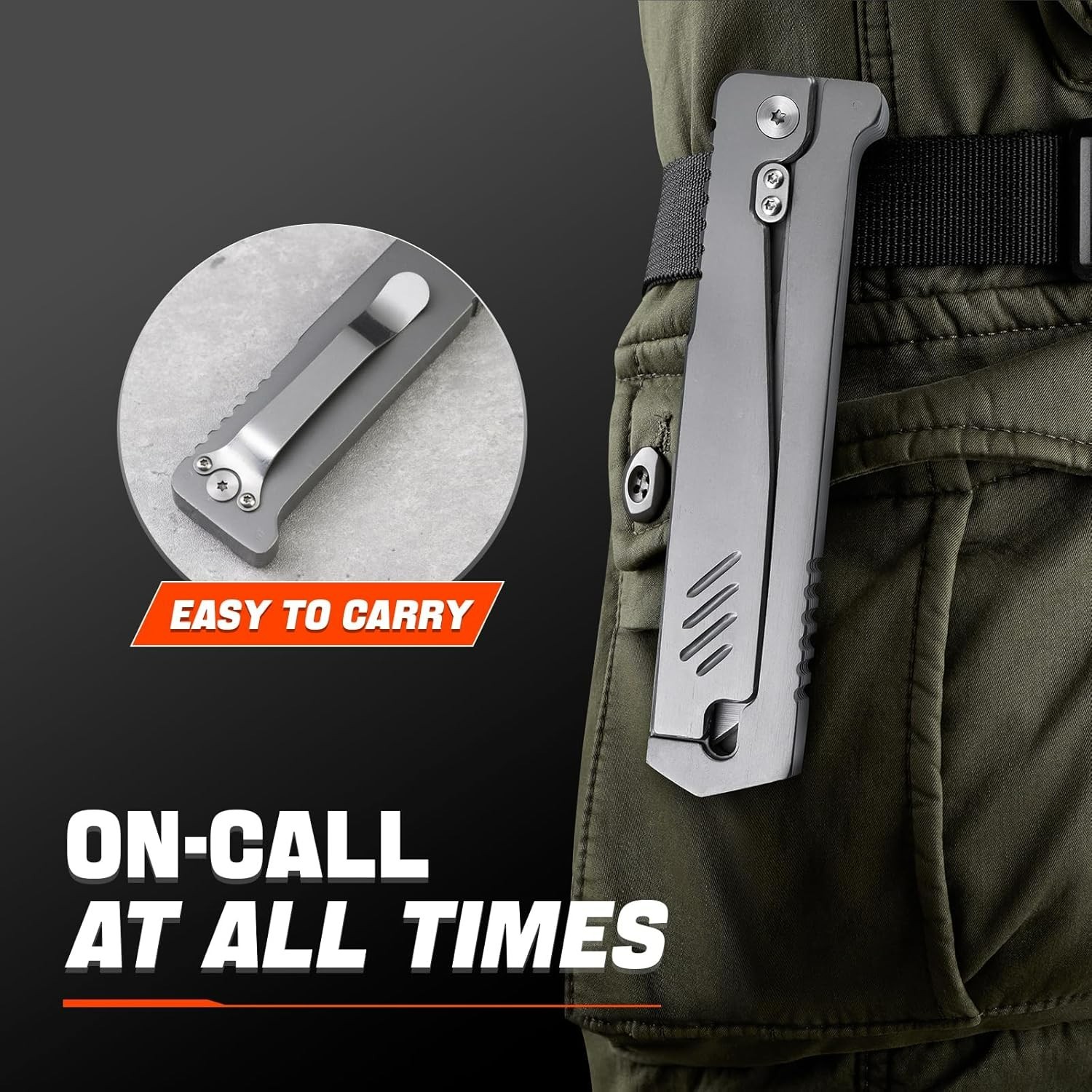 Pocket Knife for Men – Folding D2 Steel Blade EDC Multitool Belt Clip Camping