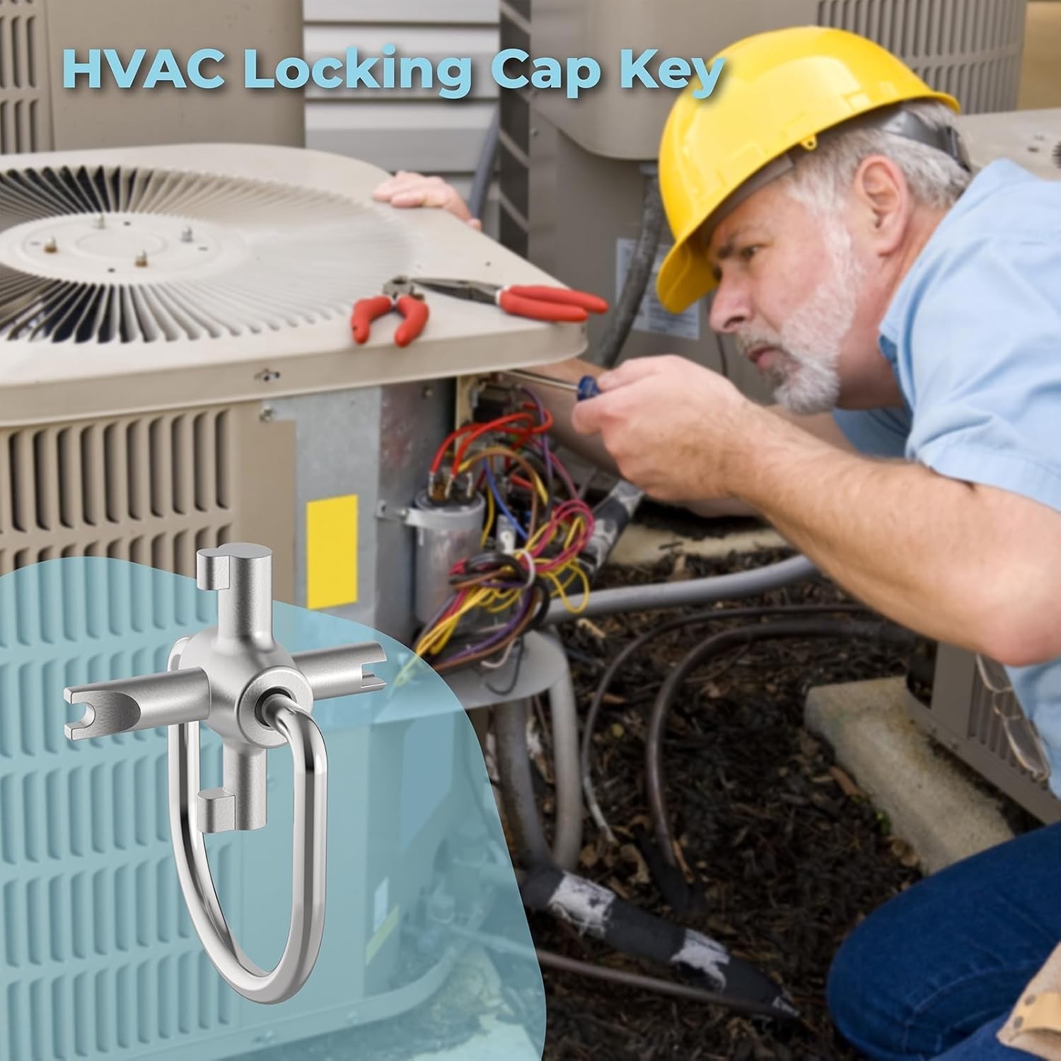 HVAC 4-in-1 Locking Cap Key for R22 & 410A Refrigerants