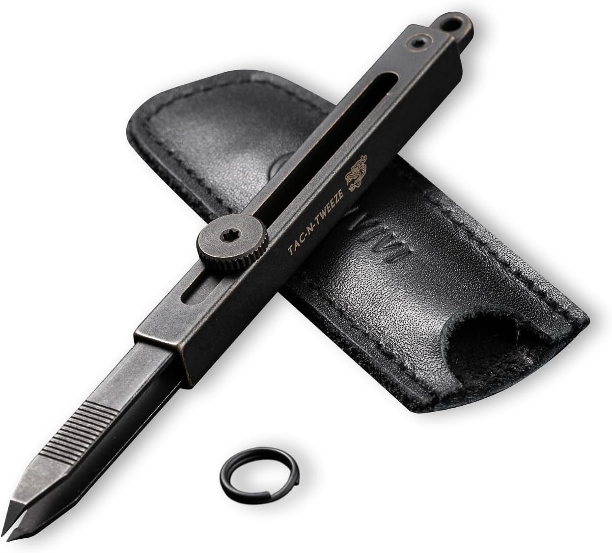 CIVIVI Tac-N-Tweeze Precision EDC Tweezers Retractable Keychain w/ Leather Sheat