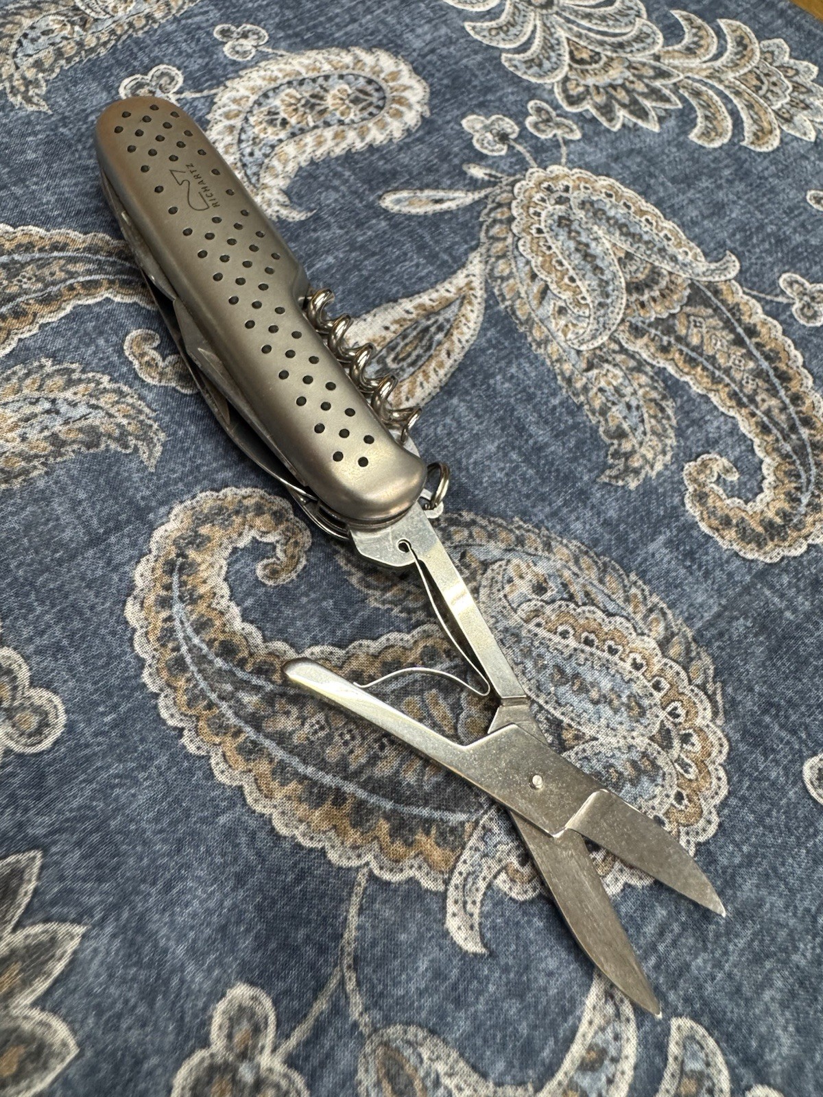 Richartz German Multi-Tool Pocket Knife w/Scissors Corkscrew, Gray Keyring