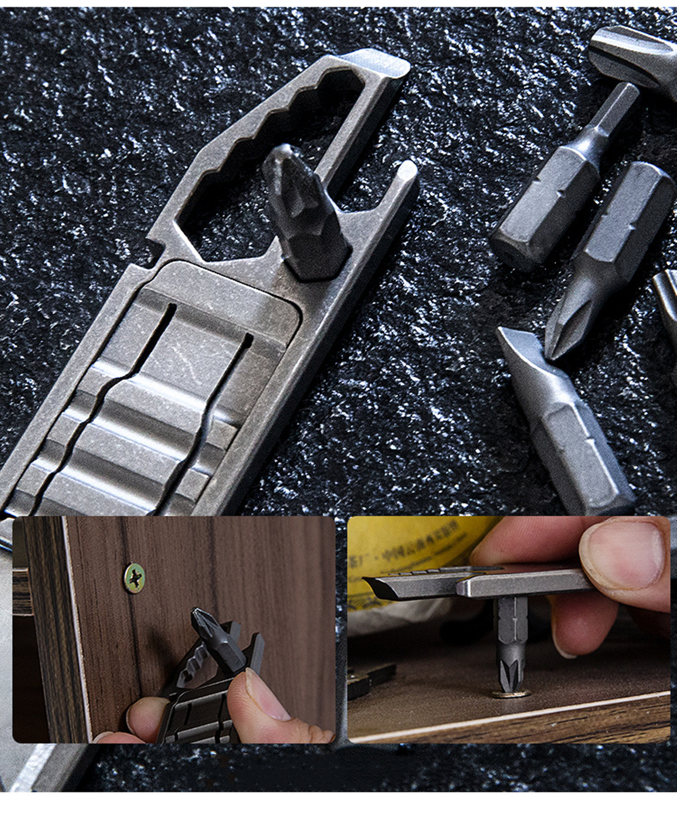 Titanium Pocket Utility Knife Opener Crowbar Wrench Outdoor EDC Keychain Tool