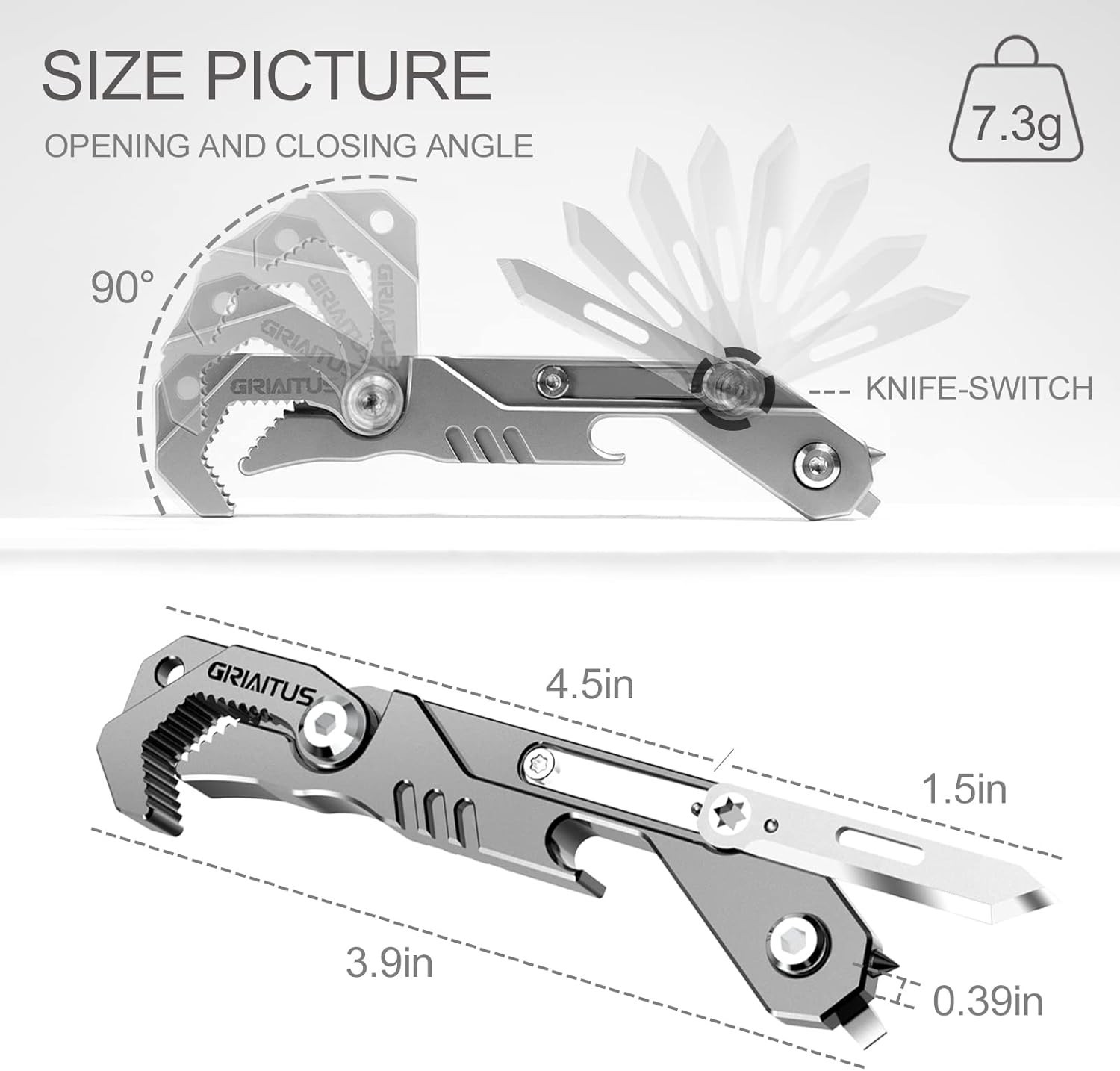 Compact 7-in-1 Multitool with Knife, Wrench, and Window Breaker – Gift for Him