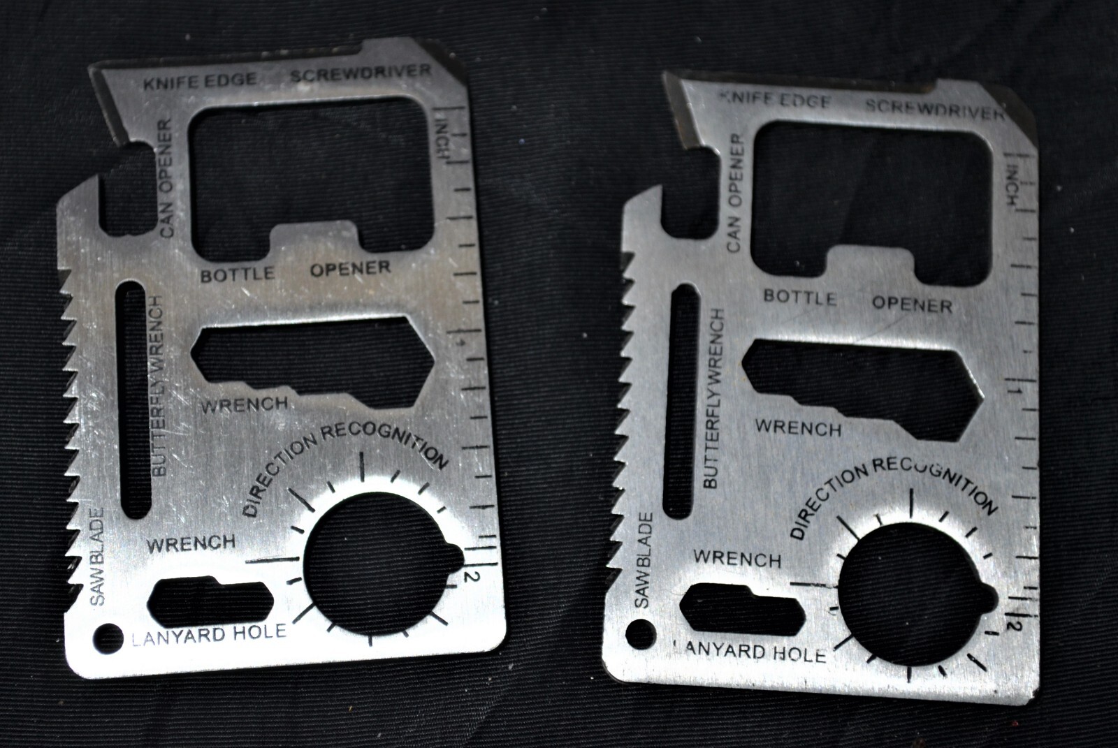 Wallet Multi Survival Tool Stainless Steel Credit Card Size Thin 11 in 1 Marked