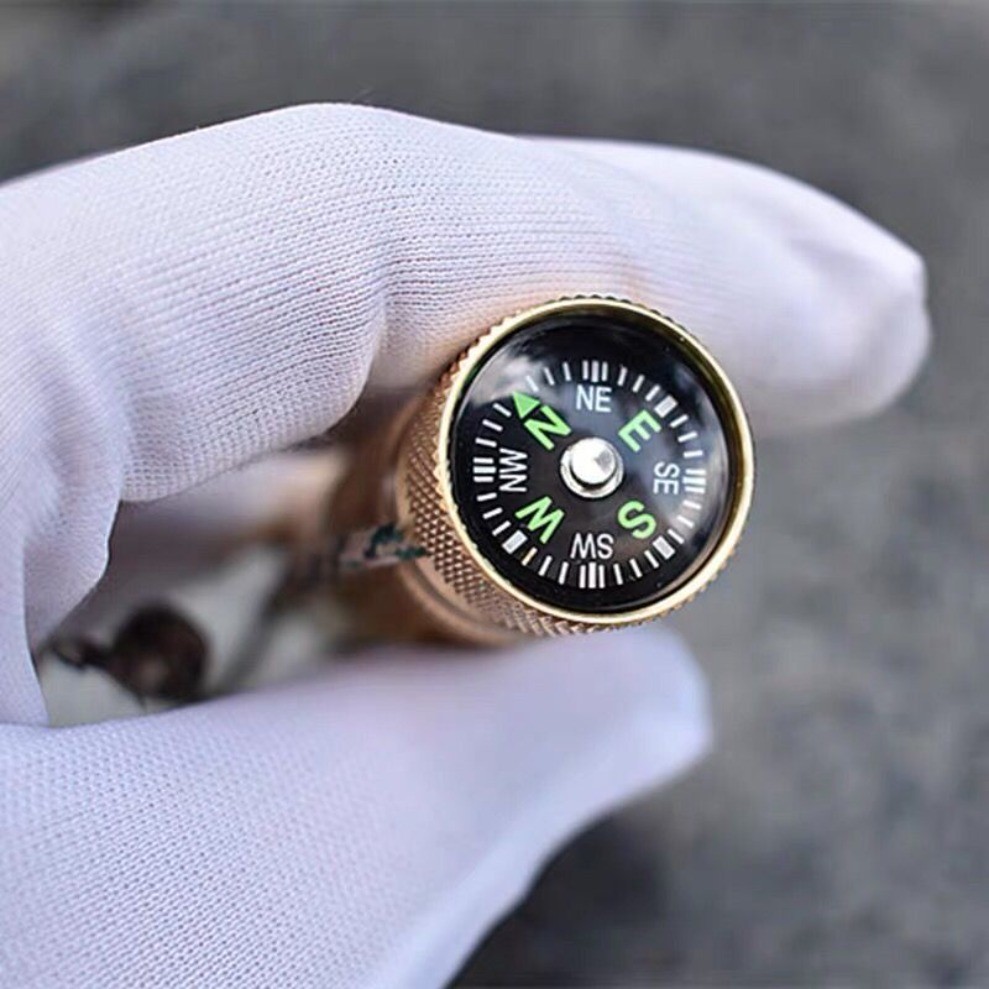 Multifunction Outdoor Copper Waterproof Compass EDC Storage Box Pill Bottle