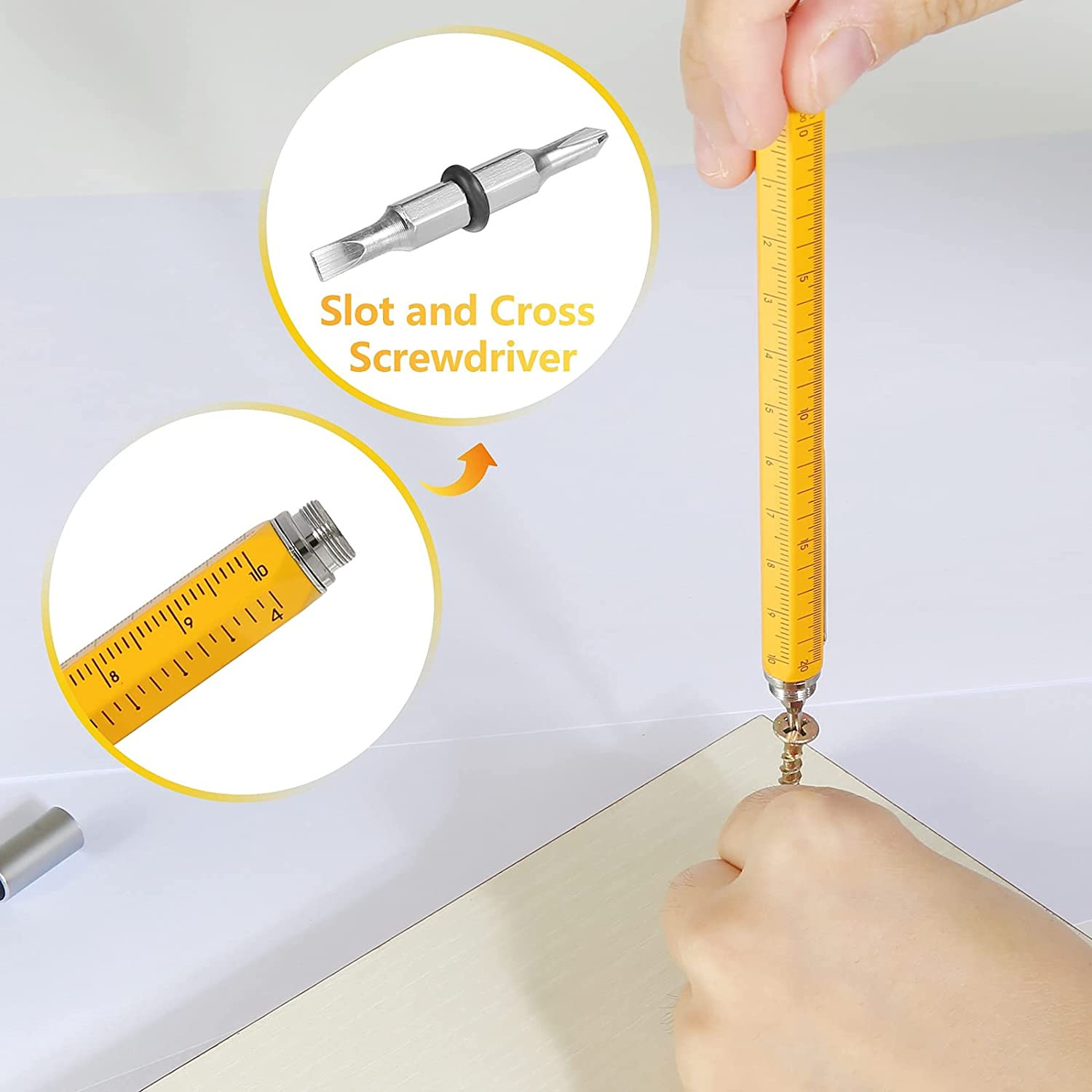 Novelty Gifts 6 in 1 Pens for Men, Multi Tools Pen EDC Unique Gadget As