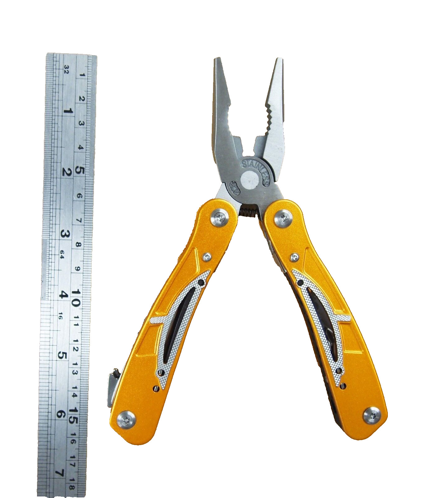 11 in 1 Multi Tool Plier Knife Stainless Steel Aluminum Handle Carry Bag 327002