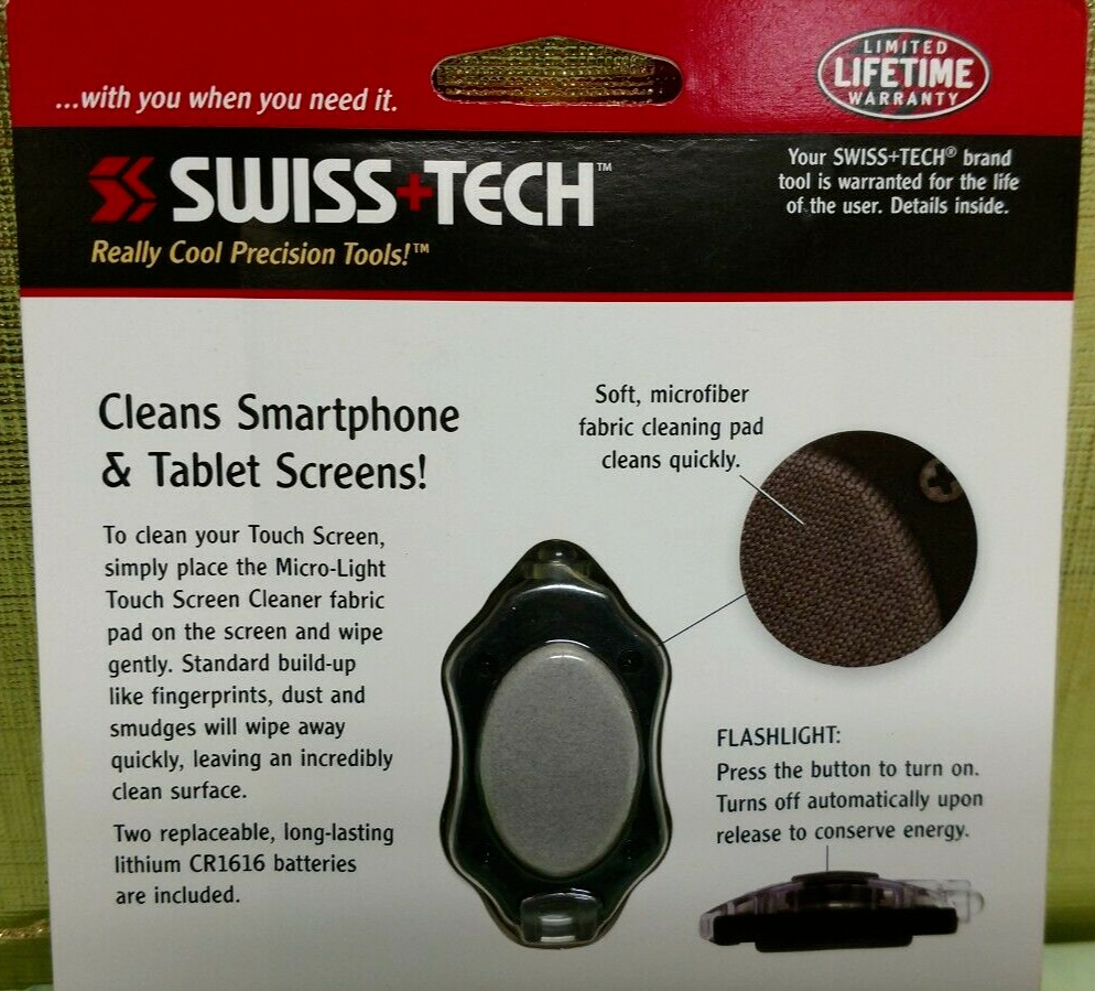 LED Flash Light Key Chain Swiss Tech Touch Screen Cleaner Key Ring Keychain