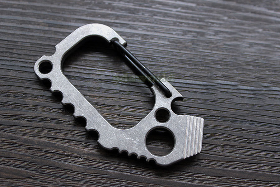 TITANER Titanium CNC Keychain Carabiner Bottle Opener Crowbar Outdoor EDC Tool