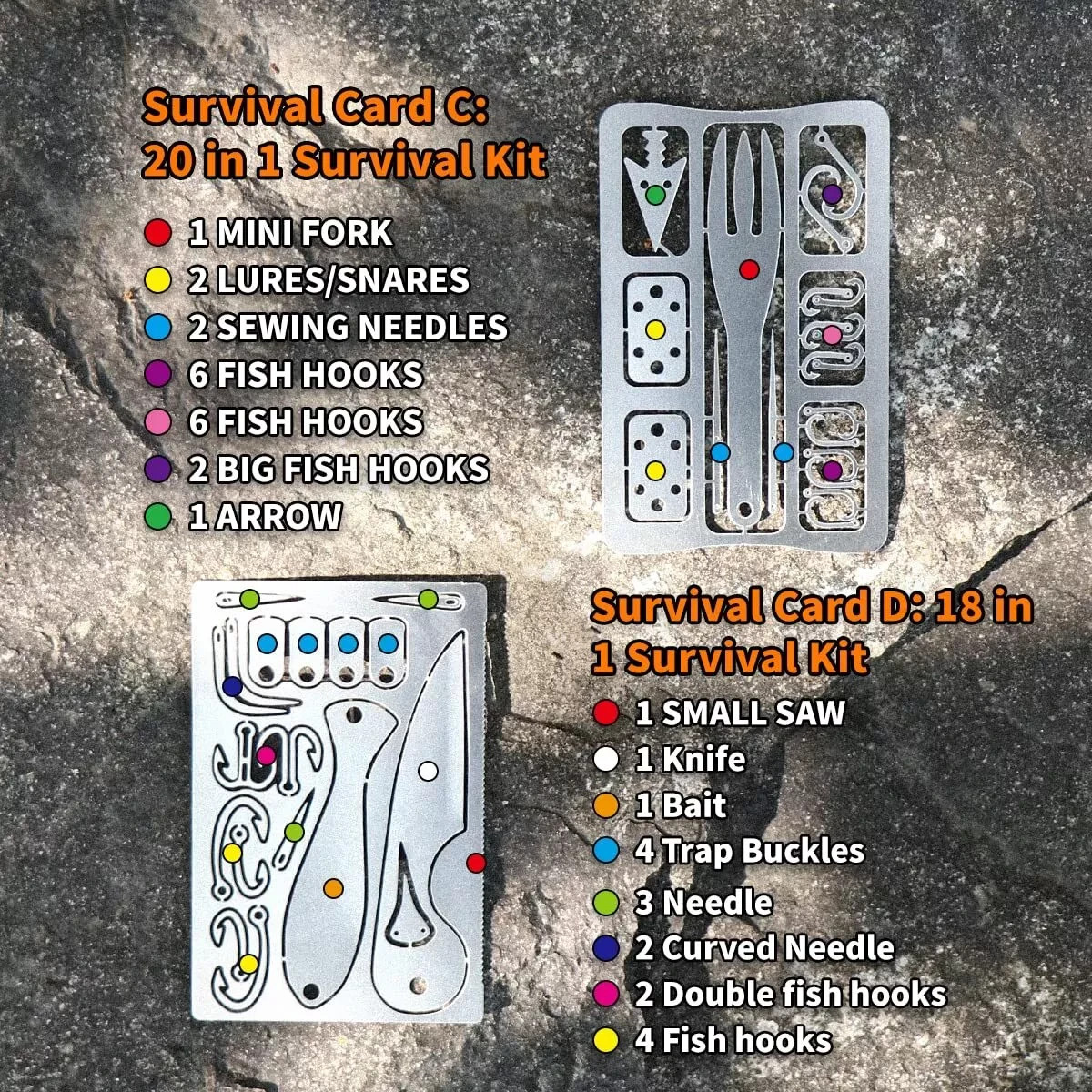 Survival Multitool Card Emergency Camping Tool EDC Kit in Your Way 12 Pcs
