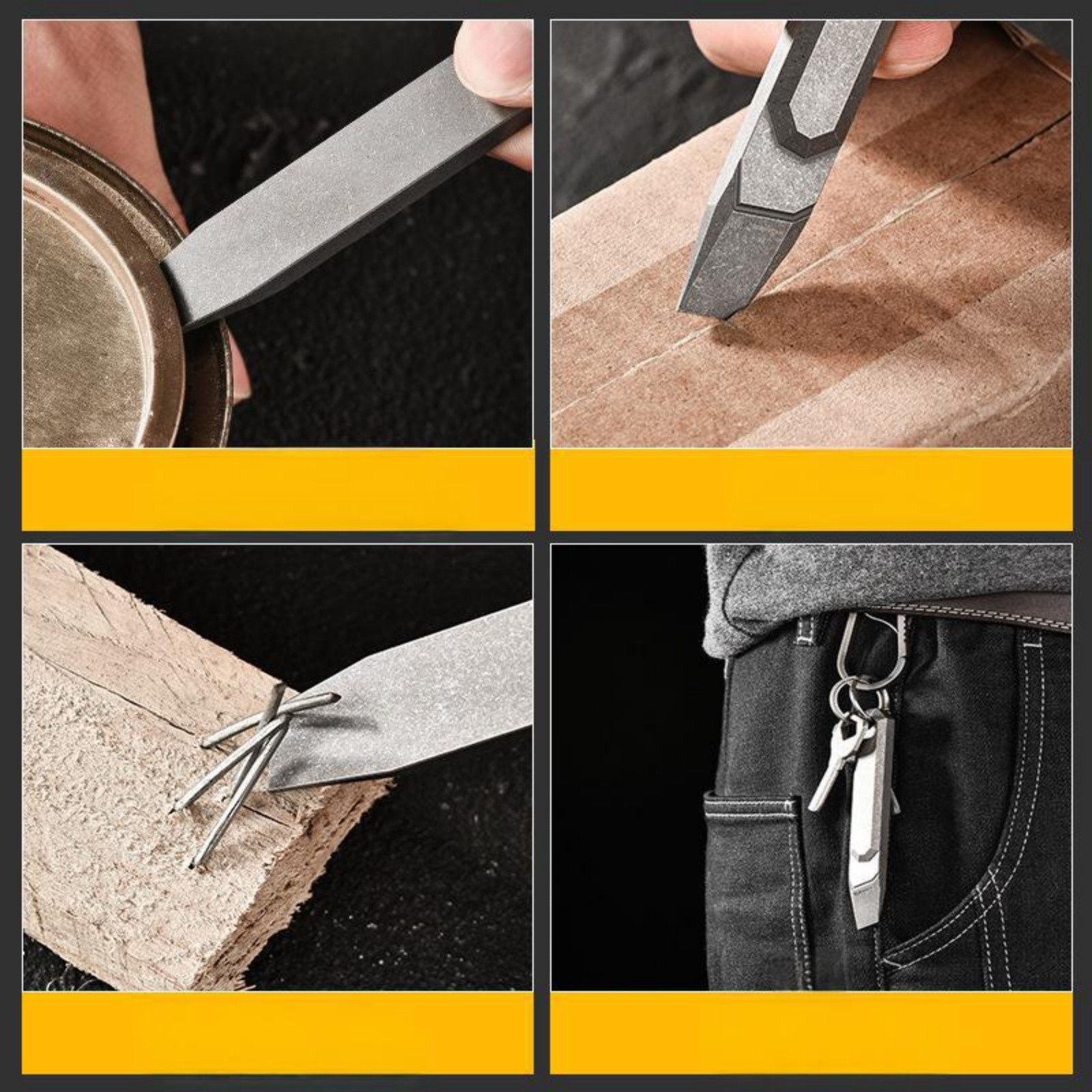 Titanium Alloy EDC Pry Bar Multi Tool Keychain Bottle Opener Lightweight